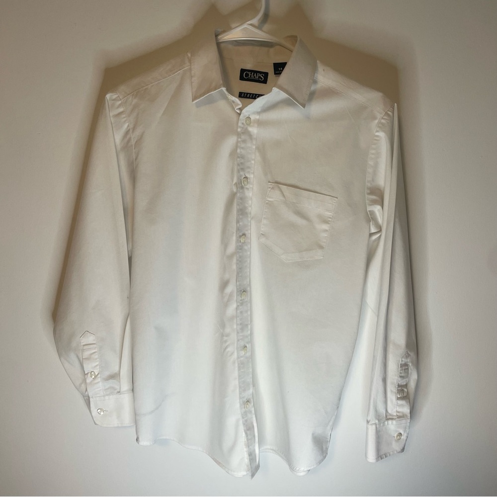Chaps White Button Down Dress Shirt Boys Size 14